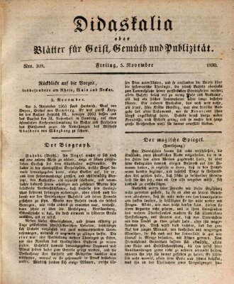 Didaskalia oder Blätter für Geist, Gemüth und Publizität (Didaskalia) Freitag 5. November 1830