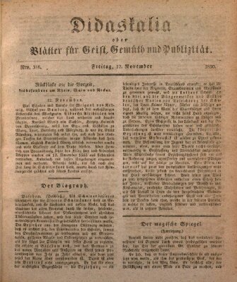 Didaskalia oder Blätter für Geist, Gemüth und Publizität (Didaskalia) Freitag 12. November 1830