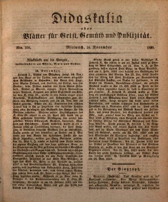 Didaskalia oder Blätter für Geist, Gemüth und Publizität (Didaskalia) Mittwoch 24. November 1830