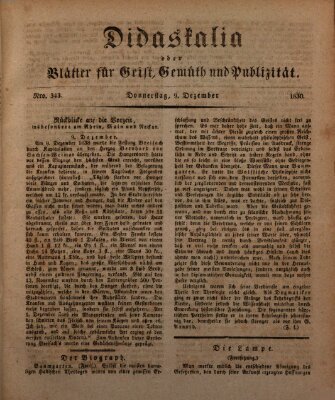 Didaskalia oder Blätter für Geist, Gemüth und Publizität (Didaskalia) Donnerstag 9. Dezember 1830