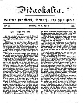 Didaskalia Freitag 5. April 1833