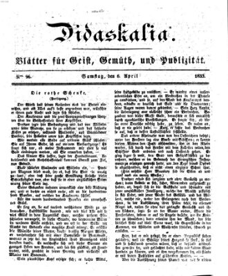 Didaskalia Samstag 6. April 1833