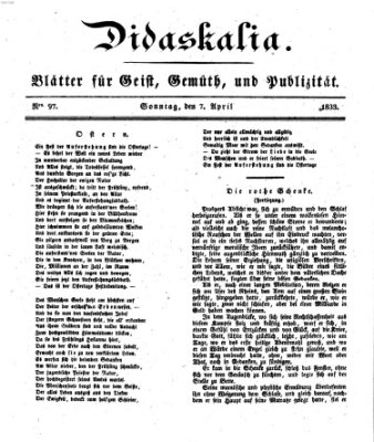 Didaskalia Sonntag 7. April 1833