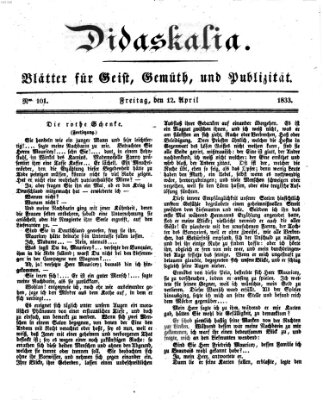 Didaskalia Freitag 12. April 1833