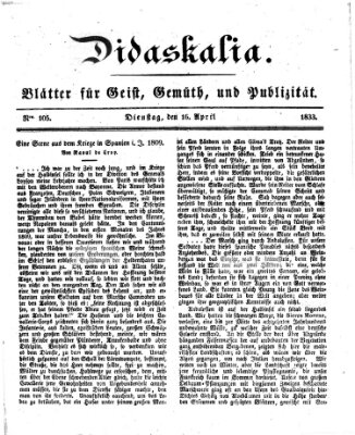 Didaskalia Dienstag 16. April 1833