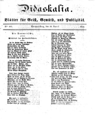 Didaskalia Donnerstag 18. April 1833