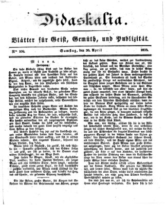 Didaskalia Samstag 20. April 1833