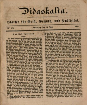 Didaskalia Montag 24. Juni 1833