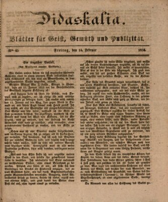 Didaskalia Dienstag 14. Januar 1834