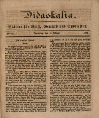 Didaskalia Mittwoch 15. Januar 1834