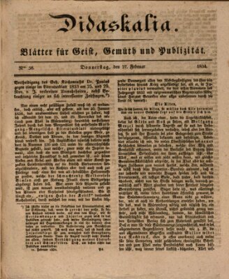 Didaskalia Montag 27. Januar 1834