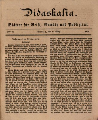 Didaskalia Montag 17. März 1834