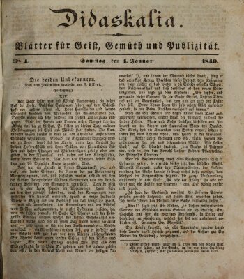 Didaskalia Samstag 4. Januar 1840