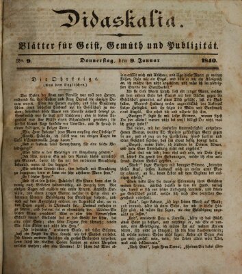 Didaskalia Donnerstag 9. Januar 1840