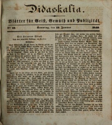 Didaskalia Sonntag 19. Januar 1840