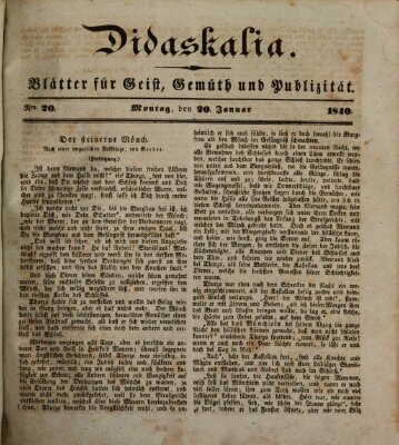 Didaskalia Montag 20. Januar 1840