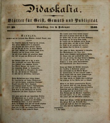 Didaskalia Samstag 8. Februar 1840