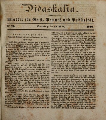 Didaskalia Sonntag 15. März 1840