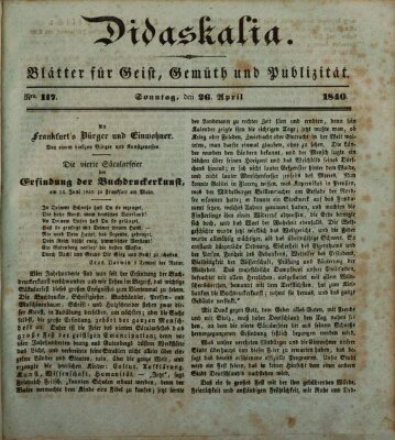 Didaskalia Sonntag 26. April 1840