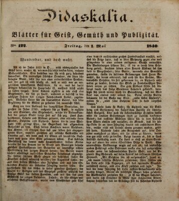 Didaskalia Freitag 1. Mai 1840