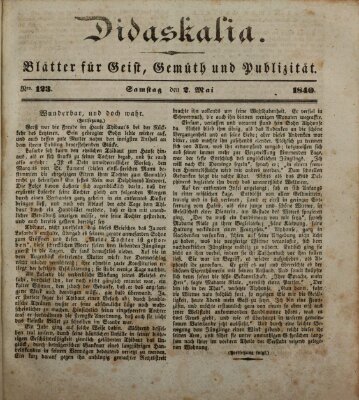 Didaskalia Samstag 2. Mai 1840