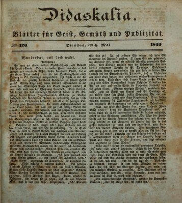 Didaskalia Dienstag 5. Mai 1840