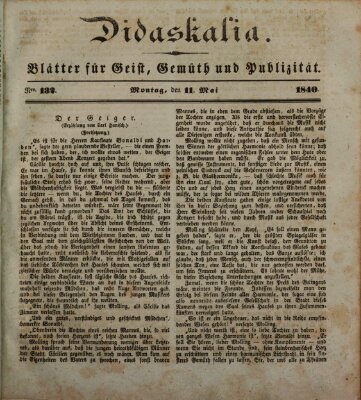 Didaskalia Montag 11. Mai 1840