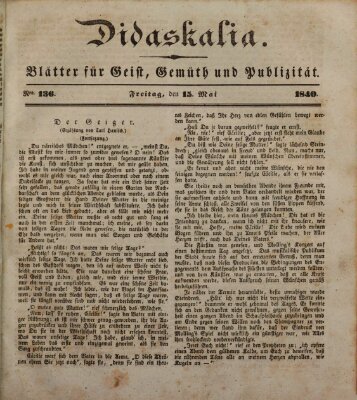 Didaskalia Freitag 15. Mai 1840