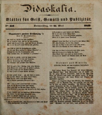 Didaskalia Donnerstag 21. Mai 1840