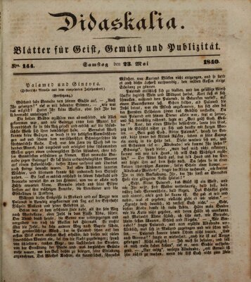 Didaskalia Samstag 23. Mai 1840