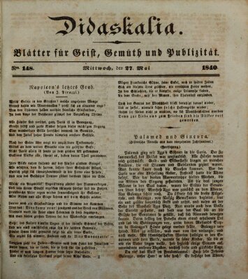 Didaskalia Mittwoch 27. Mai 1840