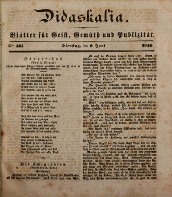 Didaskalia Dienstag 9. Juni 1840