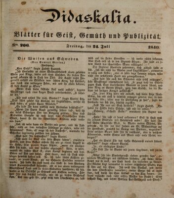 Didaskalia Freitag 24. Juli 1840