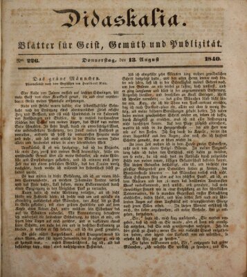 Didaskalia Donnerstag 13. August 1840