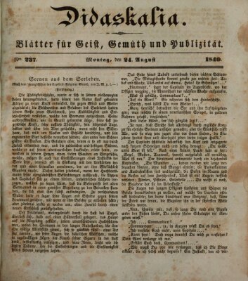 Didaskalia Montag 24. August 1840