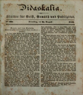 Didaskalia Dienstag 25. August 1840