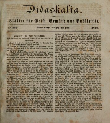 Didaskalia Mittwoch 26. August 1840