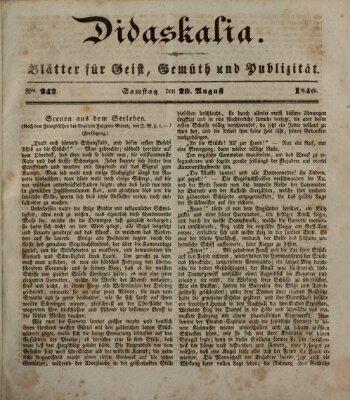 Didaskalia Samstag 29. August 1840