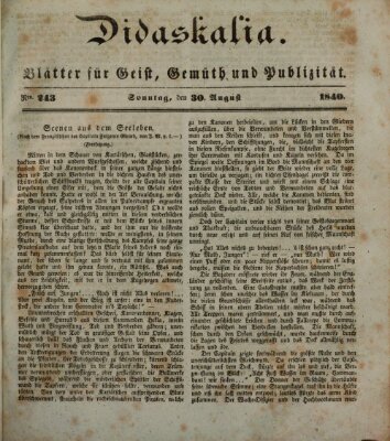 Didaskalia Sonntag 30. August 1840