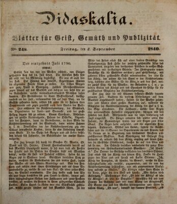 Didaskalia Freitag 4. September 1840