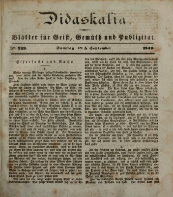 Didaskalia Samstag 5. September 1840