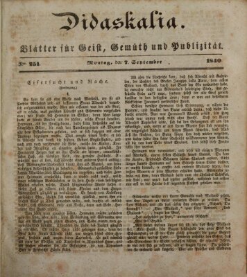 Didaskalia Montag 7. September 1840