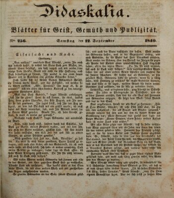 Didaskalia Samstag 12. September 1840