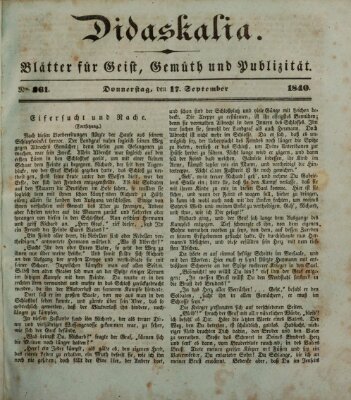 Didaskalia Donnerstag 17. September 1840