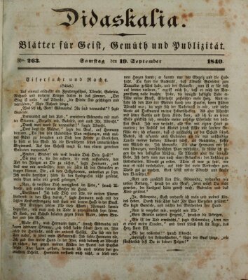 Didaskalia Samstag 19. September 1840