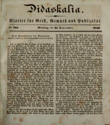 Didaskalia Montag 21. September 1840