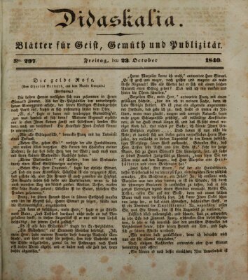 Didaskalia Freitag 23. Oktober 1840