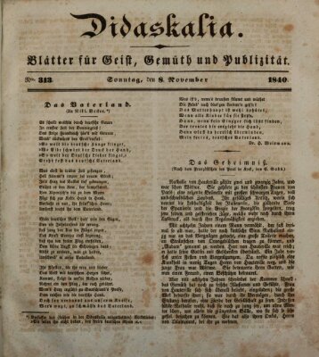 Didaskalia Sonntag 8. November 1840