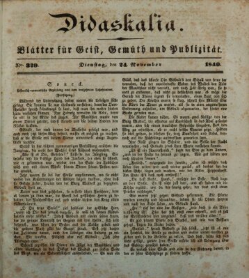 Didaskalia Dienstag 24. November 1840