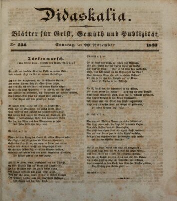 Didaskalia Sonntag 29. November 1840